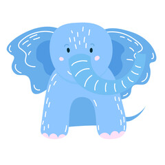 Illustration of adorable cartoon blue elephant
