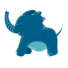 Illustration of cute elephant cartoon isolated on white