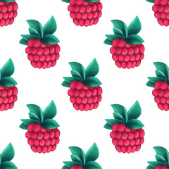 Seamless pattern with raspberry on a white background 