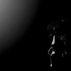 Man face alone on the dark illustration background vector