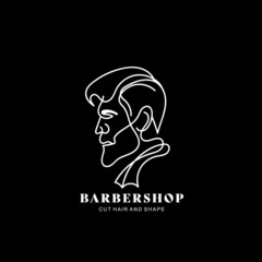 continue line of babershop. Handsome man line art vector illustration for business haircut, men's hair care and more