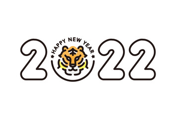 New Year's card for the year of the tiger 2022. Illustration for postcards, banners and direct messages(Color horizontal version)	