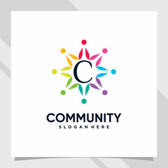 Community logo design template with unique concept