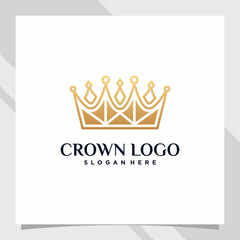 Creative crown logo design with unique concept and golden style color © Dece Std