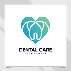 Dental care logo design template with negative space concept