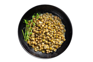 lentils stewed green healthy meal diet snack on the table copy space food background rustic vegan or vegetarian food 