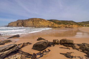 beach and rocks, Praia do Carvalhal, Almodovar 