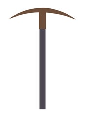 Old pickaxe for ore mining. Find of archaeologists, middle ages, antiques. Historical research, valuable items. Graphic elements for website, stickers and icons. Cartoon flat vector illustration