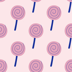 Seamless vector sweets candies pattern. Food repeat background for fabric, textile, wrapping, cover etc.	