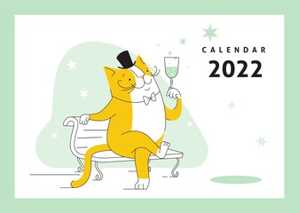 Calendar cover - yellow cat 2022
