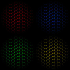 SET 4 hexagon pattern center shadow white design