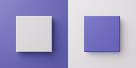 Very peri and grey square geometric shapes on background with light shadows. for product and copy space. 3d render.