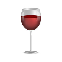 Glass of red wine on a white background, vector illustration.