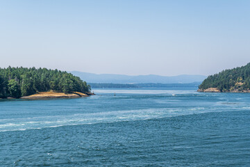 small islands in strait of Georgia between Vancouver and Victoria