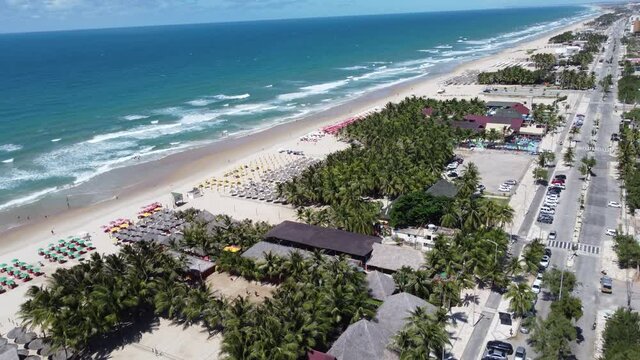 Tropical beach scenery of Fortaleza at state of Ceara Brazil. Tropical scenery. International travel destinations.