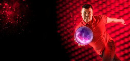 Professional bowling player in action