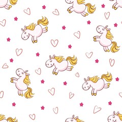 The Seamless Unicorn and Heart Pattern