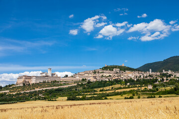 Assisi village in Umbria region, Italy. The town is famous for the most important Italian Basilica...