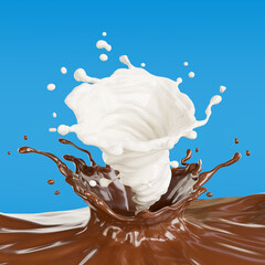 milk twist shape in chocolate splash on transparent background. clipping path