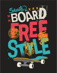 slogan and skateboard vector design for t-shirt © caner