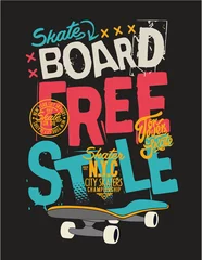Fotobehang slogan and skateboard vector design for t-shirt © caner