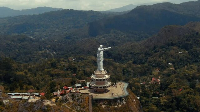 Statue of Jesus Tana Toraja Makale South Sulawesi Indonesia | Cinematic Moving Drone Aerial Footage