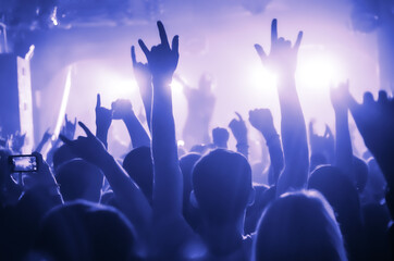 silhouettes of concert crowd