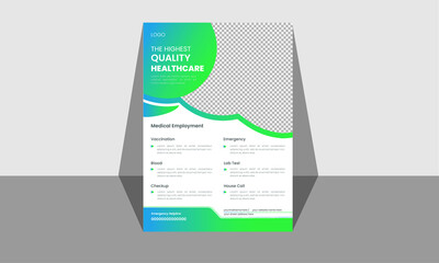 Healthcare Flyer, a4 template design, Medical flyer template,  medical brochure design, a report and medical, annual report vector design template.