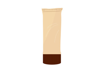 Vector modern illustration with tube of cream, body or face care product in flat style isolated on white background. Beige packaging with a lid, suitable for catalogs, presentations