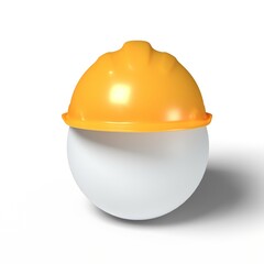 3d render illustration yellow worker hat isolated on white background. Realistic construction or working safety yellow helmet icon. Builder's helmet. Protective hardhat.