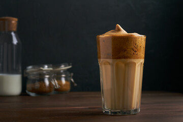 dalgona coffee in a glass ingredients milk instant coffee brown sugar low key