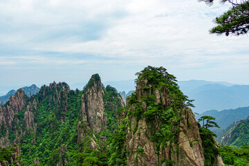Landscape of Mount Huangshan (Yellow Mountains) in China. UNESCO World Heritage Site