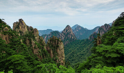 Fototapeta na wymiar Landscape of Mount Huangshan (Yellow Mountains) in China. UNESCO World Heritage Site