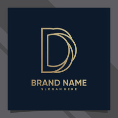 Creative monogram initial letter d with unique concept and golden style color
