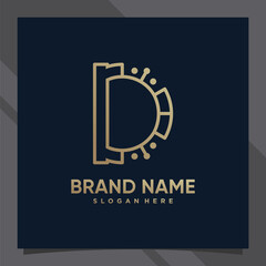 Creative monogram initial letter d with unique concept and golden style color