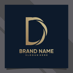 Creative monogram initial letter d with unique concept and golden style color