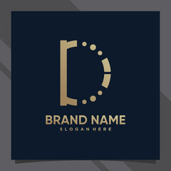 Creative monogram initial letter d with unique concept and golden style color