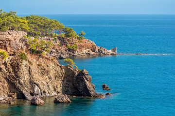 Fototapeta premium Mediterranean seascape with steep wooded coast