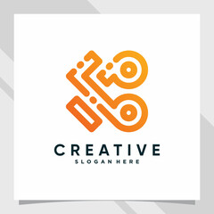 Creative monogram logo design technology initial letter b for business company or personal with modern concept