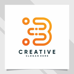 Creative monogram logo design technology initial letter b for business company or personal with modern concept