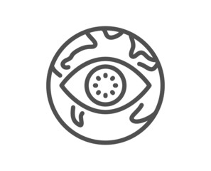 Cyber attack line icon. Web protection sign. Internet phishing symbol. Quality design element. Linear style cyber attack icon. Editable stroke. Vector