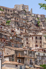 View of Morano Calabro one of the most beautiful villages of Italy, located in the Pollino National Park, Calabria, Italy