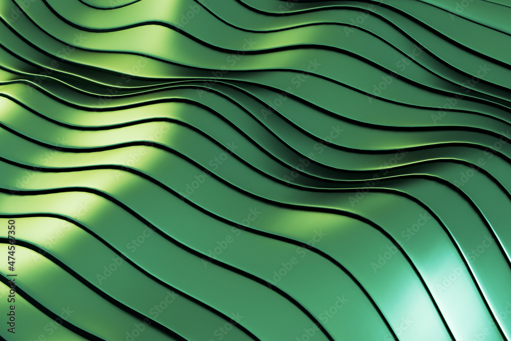 Aufkleber creative abstract green wave background. design and innovation concept. 3d rendering.