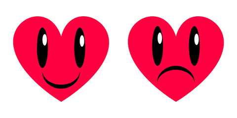 Vector illustration of positive and negative heart.