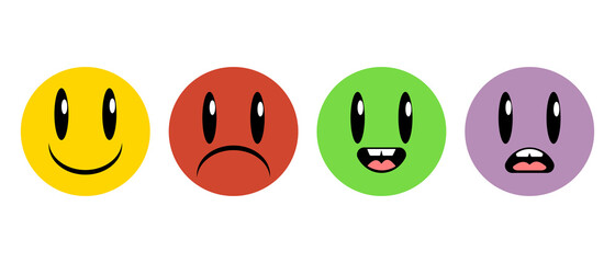 Vector set icons of emoji in different mood.