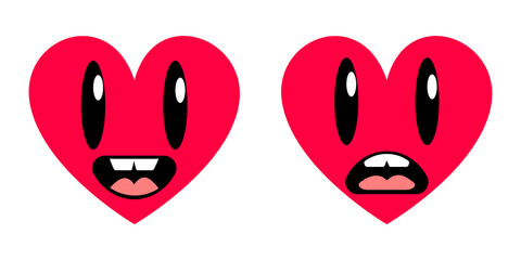 Vector set icons of emoji hearts.
