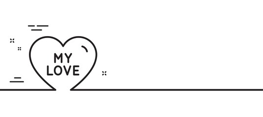 My love line icon. Sweet heart sign. Valentine day symbol. Minimal line illustration background. My love line icon pattern banner. White web template concept. Vector