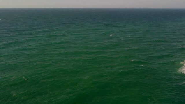 Panoraming from the sky the Mediterranean sea direction above beach of  Ashkelon
