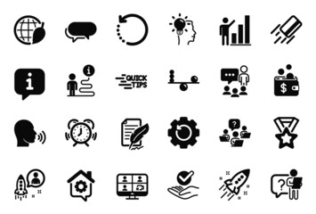 Vector Set of Education icons related to Recovery data, Video conference and Time management icons. Environment day, Feather signature and Work home signs. Approved, Balance and Startup. Vector