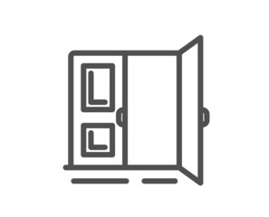 Open door line icon. Entrance doorway sign. Building exit symbol. Quality design element. Linear style open door icon. Editable stroke. Vector